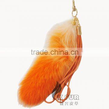 CX-R-25C Wholesale Good Quality Cute Custom Dyed Fox Tails Keychain photo-5