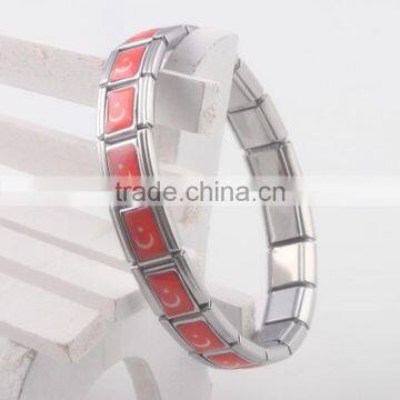 Turkey flag charms bangle elastic stainless steel charms bracelets diy turkey country flag bracelet stretch