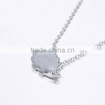 Fashion new style simple flat metal silver plate hedgehog necklace