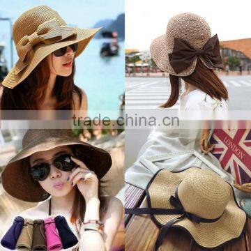 zm40594b summer new model bowknot design women straw sun visor hat