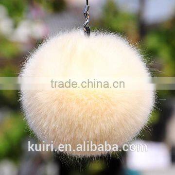 Eco-friendly Hot Sale 8cm Dyed Colour Faux Fur Trimming Furry Pompom Ball Rabbit Fur Keychain photo-6