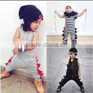 S17533A Boys Cotton Jumpsuit Newborn Summer Dino Dinosaur Kids Jumpsuits photo-3
