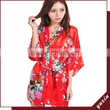 Silk japanese kimono Women Robe Gown Bathrobe Sleepwear SW013