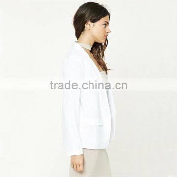 Ladies Office Open Front Dropped Lapels Longline Silhouette Blazer Coat