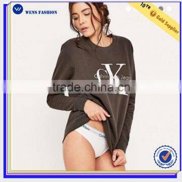 Black Long Sleeve Wholesale Cheap Price Crewneck Women Sweatshirt