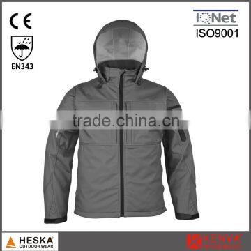 High quality work hooded mens windproof and waterproof softshell jacket