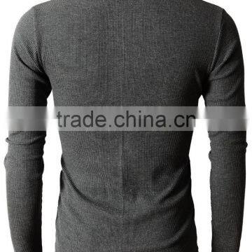 Mens Trendy Bound Pocket Waffle Cotton Knit Long Sleeve Henley Shirts photo-2