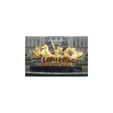 Bronze Horse Sculpture - Gold Apollo Chariot and Horse Bronze Sculpture Statues photo-2