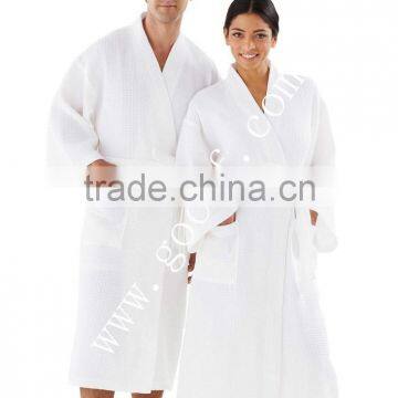 100%cotton Waffle Weave Bathrobe Dressing Gown photo-3