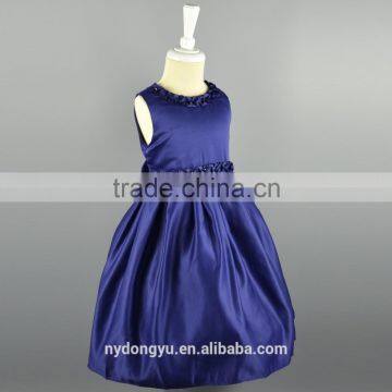 Navy A Line Flower Girl Princess Dress/ Top Quality Yellow Girl Princess Dress/new Design Girl Holiday Princess Dress photo-4