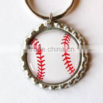 2015 wholesale glass baseball keychain