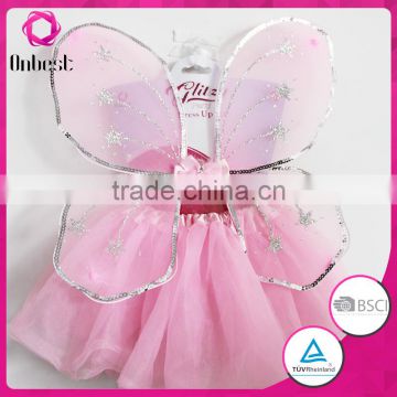 Hot selling Kid fairy wing & tutu skirt SW1045 pink wing costume for baby girls