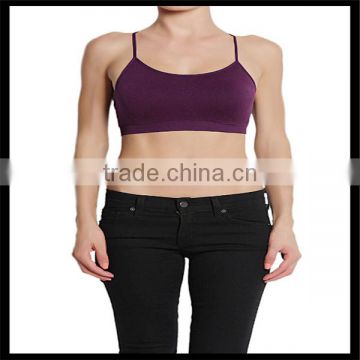 Seamless Cross Strap Back SPORTS BRA TANK TOP Stretch Bandeau Cami purple color