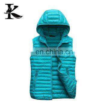 Sleeveless coat ultra light down vest with removed hood