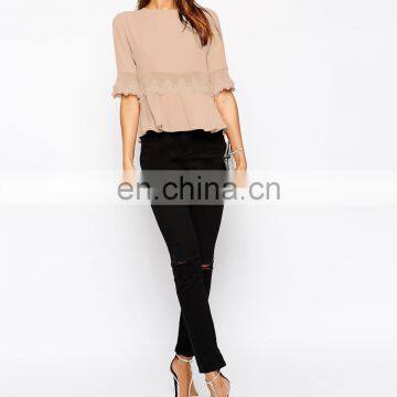 CHEFON Peplum detail ladies model elegant blouses summer