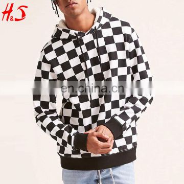 Most Popullar Pullover Fashion Fleece Customized Checkered Print Hoodie