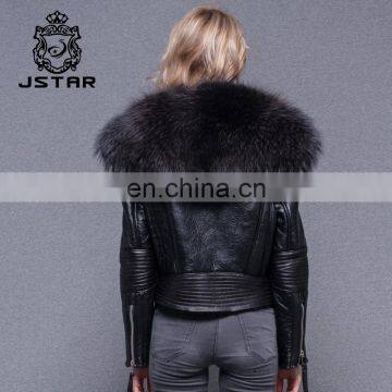 Three Color Selectable Big Raccoon Collar Lining Ladies Jackets Coats Winter Fashion Sheep Fur And Leahter Overcoat photo-3