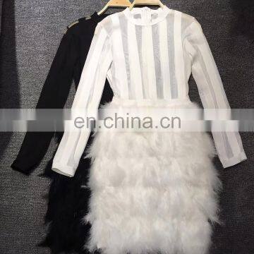 Women's Sexy Long Sleeve Mesh Luxury Fur Trim Party Dresses New Year's Eve Hot Dresses photo-5