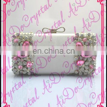 Aidocrystal fashion handmade white bejewelled big crystals clutch handbag and shoes set for wedding party