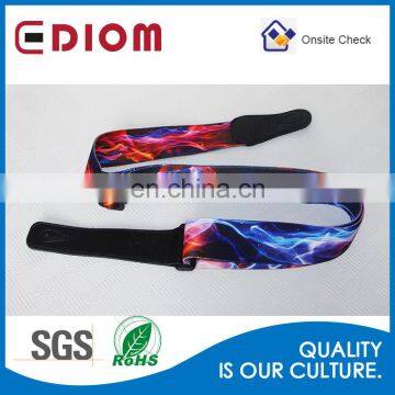 Wholesale fashion genuine head print logo cow hide leather sublimation guitar strap