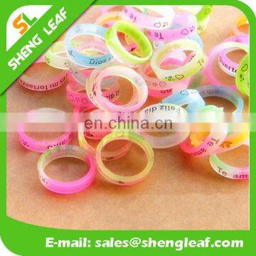 night lighting silicone finger rings silk priting custom logo