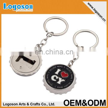 2016 newest custom bottle cap Zinc alloy beer bottle opener keyring