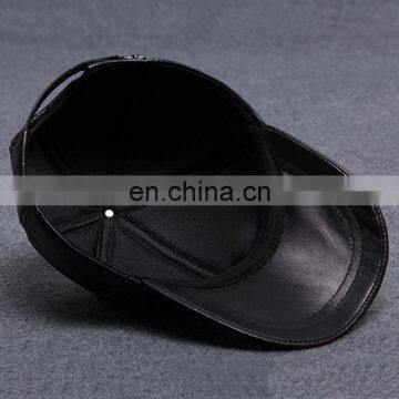 Men Faux Leather Warm Baseball Cap Causal Windproof Peaked Cap Adjust Snapback photo-5