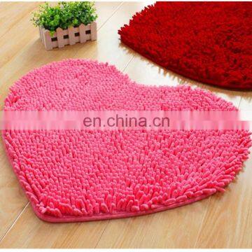 Heart-shaped Washable Microfiber Chenille Rug