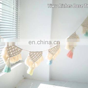 Party Decorative Macrame Bunting Cotton Rope Hand Woven Tassesed Macrame Wall Hanging