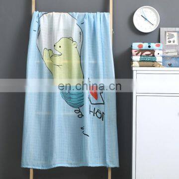 2020 Summer Factory Price 2 Layers Reactive Printing Cartoon Animal Baby Breathable Swaddle Muslin Bamboo Fiber Soft Blanket photo-2