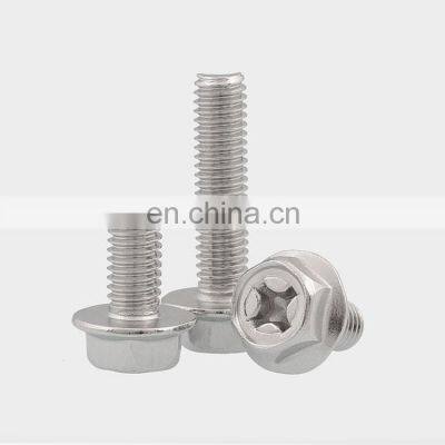 Slotted Philips Head Hex Flange Bolt With Serration Stainless Steel Bolt Stock photo-4