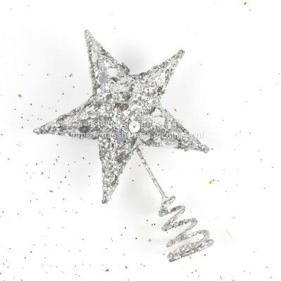 Five-pointed Star Iron Ornaments Tree Top Star Sequins Vertical Five-pointed Star Christmas Decoration Supplies