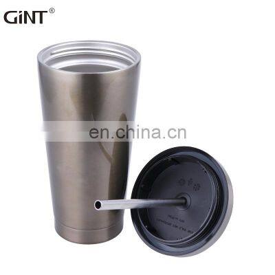 Gint Popular  vacuum trip coffee tumbler with straw  304 stainless steel customized color double wall OEM Outdoor Juice Tumbler