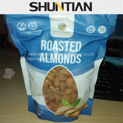 roasted almonds stand up pouches with window