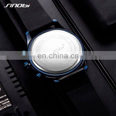 SINOBI 9789 Men's Men Quartz Watches New Fashion Silicone Band Watch OEM Chronograph Calendar Man Hand Watch
