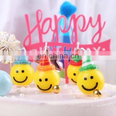 4Pcs/Pack Birthday Cake Candle Smile Face Decoration Candle For Kid's Birthday Creative Cake Topper