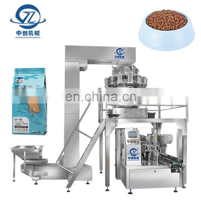 Granule Automatic Weighing Premade Zipper Bag Pet Food Cat Litter Filling Stand Up Pouch Packing Machine