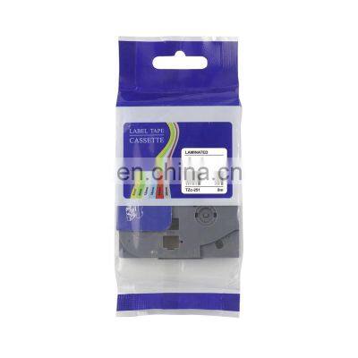 Tzy-251 Black on White printing ribbon/label tape 24mm Compatible for Brother printer