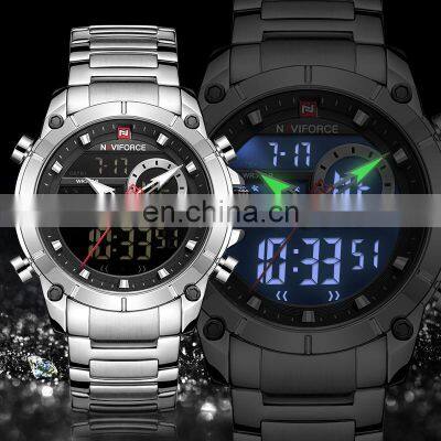 NAVIFORCE 9163 Sport Double Display Quartz Movt Wrist Watch Stainless Steel Luminous 2022 Watches Bling Watches Luxury photo-4