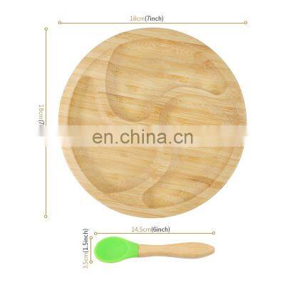 Weaning Natural Bamboo Baby Plate With Soft Silicone Spoons For Baby photo-5
