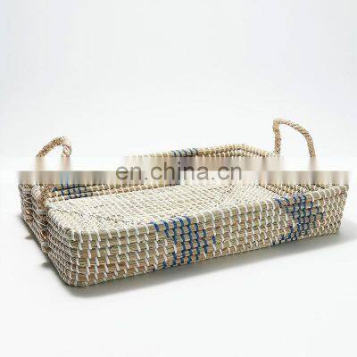 Rectangle Seagrass Serving Tray With Carrying Handle Vietnam Supplier