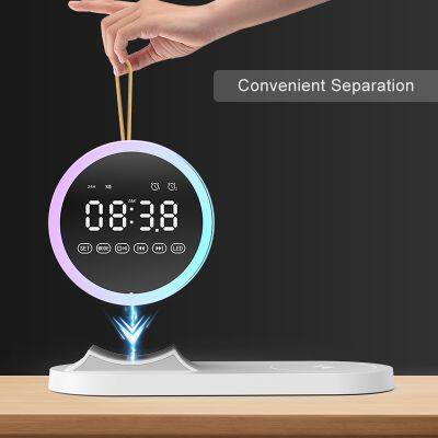 Multi Functions LED Light Wireless Charging Digital Clock Speaker Lamp Bluetooth Speaker Wireless Charger