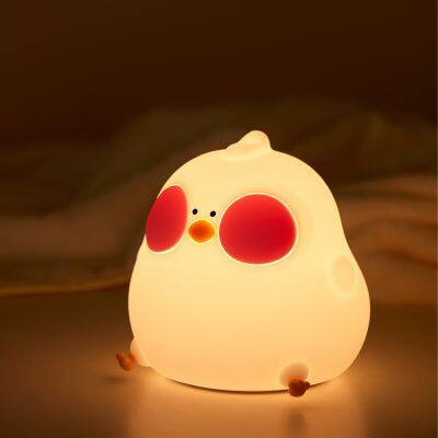 Led Cute Colorful Chicken Silicone Nursery Night Light Rechargeable Table Lamp Bedside Lamp With Touch Sensor For Bedrooms photo-5