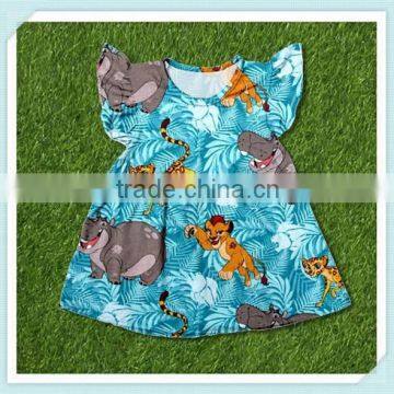 Latest Style Frozen Elsa Print Girls Summer Dresses Flutter Sleeve Dress for Baby Girl Childrens Boutique Clothing Dress photo-5