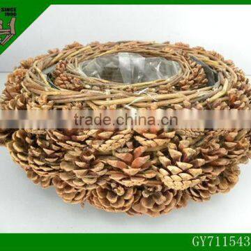 Pinecone hand made willow basket