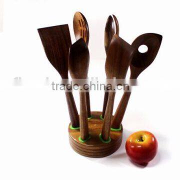 Hot Sale Acacia Wooden Holder 6pcs Wooden Cooking Tool Set