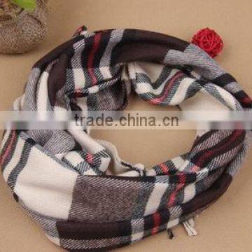 2015 Autumn Winter Newest Cotton Tassel Checked Plaid Boys Scarf photo-2