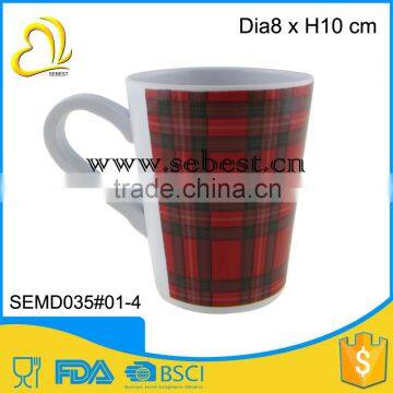 hot sale tartan design print custom melamine mugs