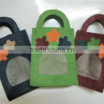 Small Jute bag with flower trims