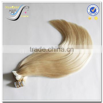 Wholesale top quality blonde hair silky straight 100% virgin human hair invisible tape hair extensions